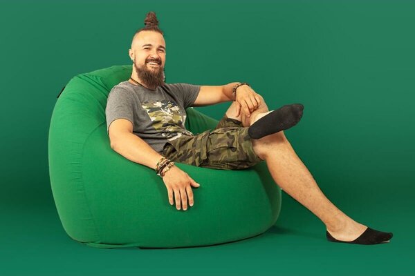 Relax XXL Babzsákfotel - Zöld - 110x110x70cm