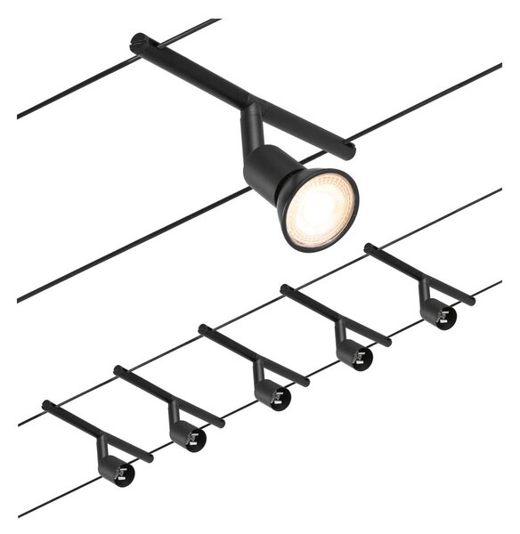Paulmann Wire Salt kötélrendszer 5-ágú 5m fekete, Fekete, Folyosó, fém, Modern