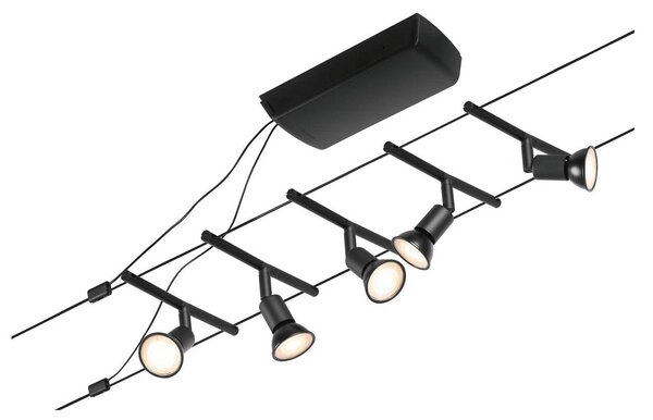 Paulmann Wire Salt kötélrendszer 5-ágú 5m fekete, Fekete, Folyosó, fém, Modern
