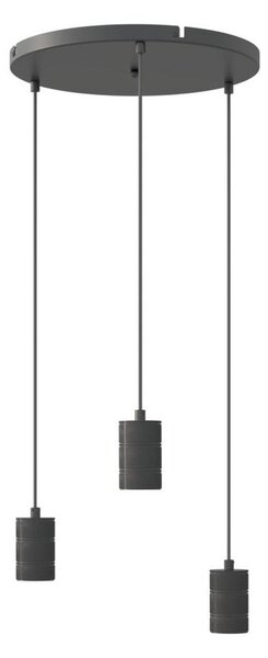 Calex Retro függő világítás, kerek, 3 izzós fekete, dimmelhető, Fekete, Nappali / Étkező, fém, Modern