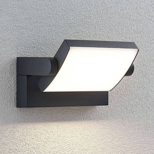 Lindby LED kültéri fali lámpa Sherin, 2 db, forgatható, Fekete, Alumínium, Modern