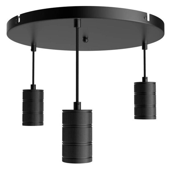 Calex Retro függő világítás, kerek, 3 izzós fekete, dimmelhető, Fekete, Nappali / Étkező, fém, Modern