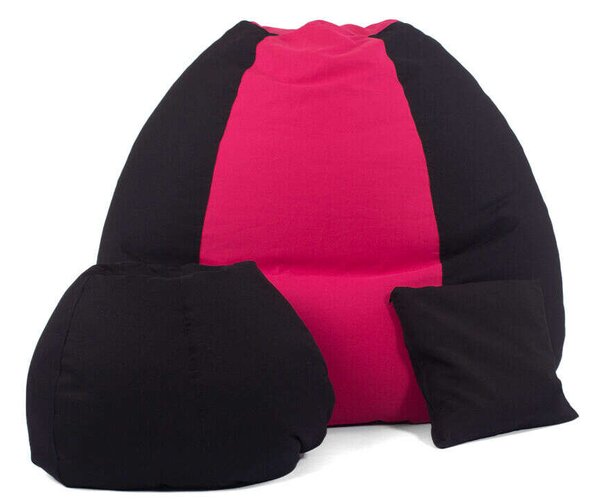 Fekete-Magenta XXL Babzsákfotel Garnitúra