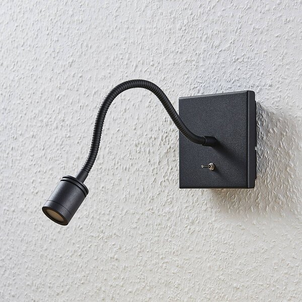 Lindby LED fali lámpa Mayar, 2db, fekete, olvasólámpa, 11 cm, cm, Fekete, Hálószoba, fém, Modern