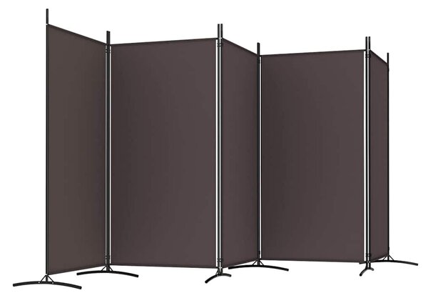 5 paneles barna szövet térelválasztó 433 x 180 cm