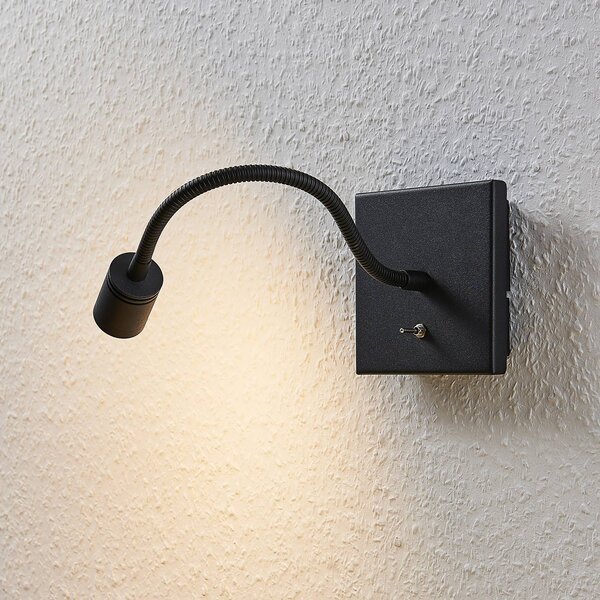 Lindby LED fali lámpa Mayar, 2db, fekete, olvasólámpa, 11 cm, cm, Fekete, Hálószoba, fém, Modern