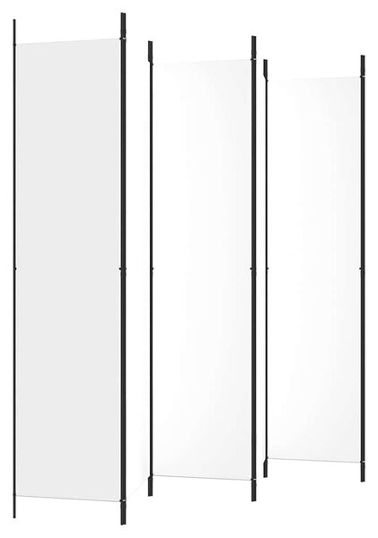 6 paneles fehér szövet térelválasztó 250 x 220 cm