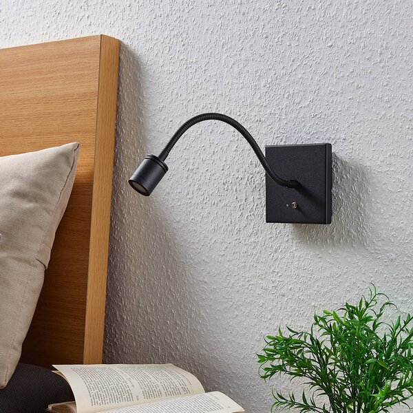 Lindby LED fali lámpa Mayar, 2db, fekete, olvasólámpa, 11 cm, cm, Fekete, Hálószoba, fém, Modern