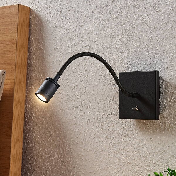 Lindby LED fali lámpa Mayar, 2db, fekete, olvasólámpa, 11 cm, cm, Fekete, Hálószoba, fém, Modern