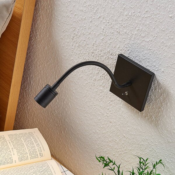 Lindby LED fali lámpa Mayar, 2db, fekete, olvasólámpa, 11 cm, cm, Fekete, Hálószoba, fém, Modern