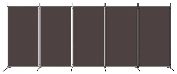 5 paneles barna szövet térelválasztó 433 x 180 cm