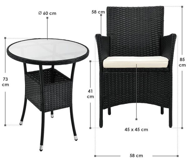 Juskys Bayamo erkély szett - fekete + krémszínű párnák