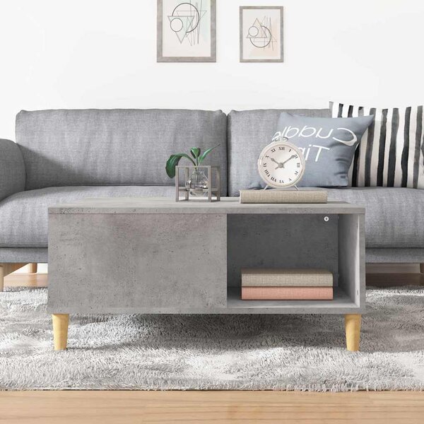 Betonszürke szerelt fa dohányzóasztal 80x80x36,5 cm
