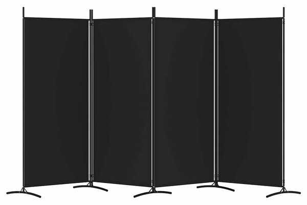 4 paneles fekete szövet térelválasztó 346x180 cm