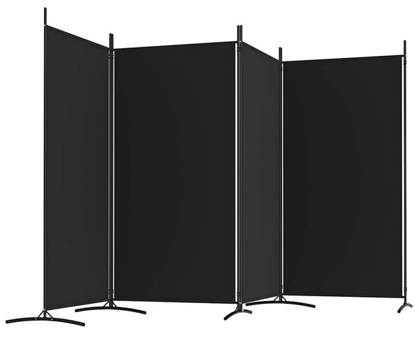 4 paneles fekete szövet térelválasztó 346x180 cm