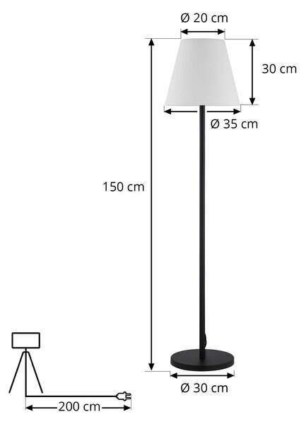Lucande teraszvilágítás Jaimy, fekete, alumínium, 150 cm, Fekete, Műanyag, Modern