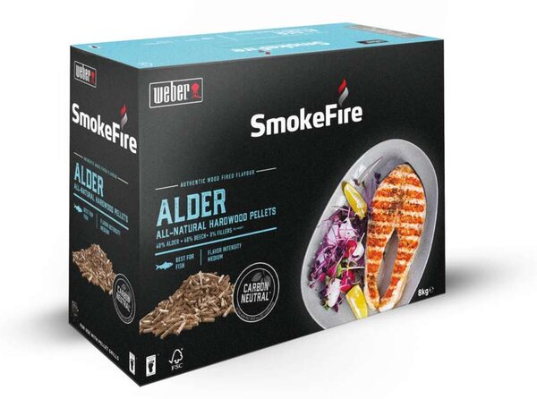 Weber 100%-ban természetes keményfa pellet, éger, 8 kg