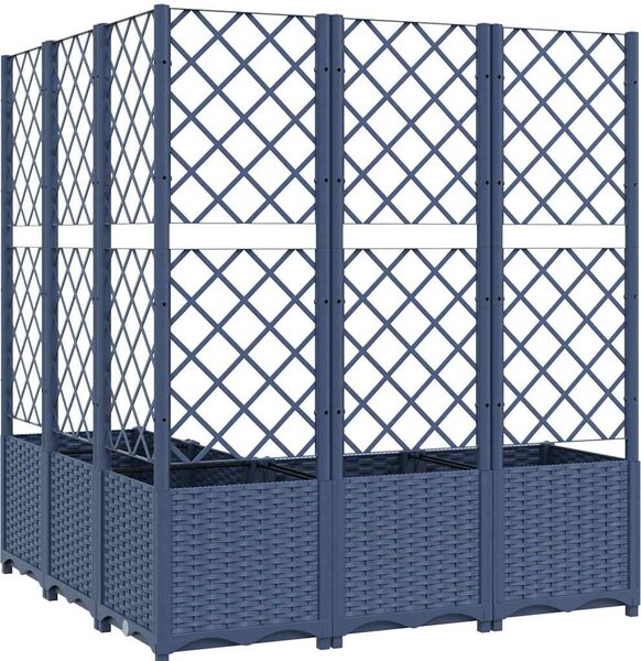 Kékszürke PP rácsos kerti ültetőláda 120 x 120 x 136 cm