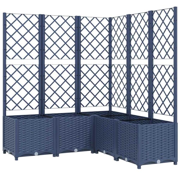 Kékszürke PP rácsos kerti ültetőláda 120 x 120 x 136 cm