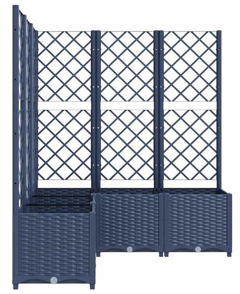 Kékszürke PP rácsos kerti ültetőláda 120 x 120 x 136 cm