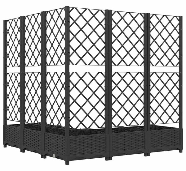 Fekete polipropilén rácsos kerti ültetőláda 120 x 120 x 121,5cm