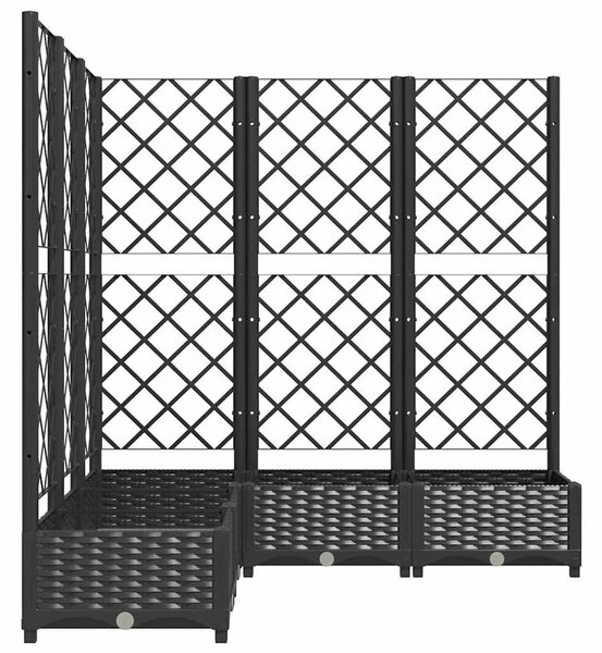 Fekete polipropilén rácsos kerti ültetőláda 120 x 120 x 121,5cm