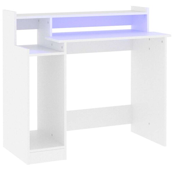 Fehér szerelt fa íróasztal LED-ekkel 97 x 45 x 90 cm