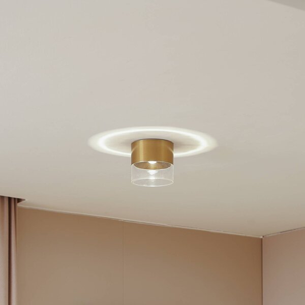 Lindby LED mennyezeti lámpa Dalila, arany, Ø 10 cm, alumínium, Sárgaréz / arany, Nappali / Étkező, Alumínium, Modern