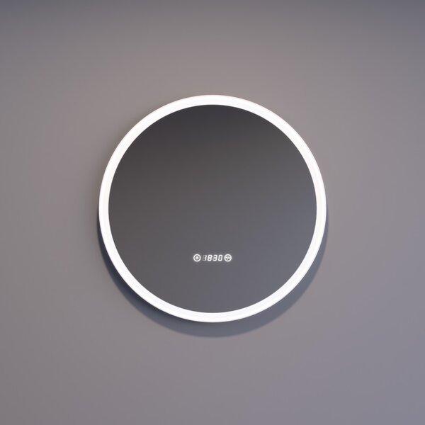 Welland Type-789 LED tükör - fényerő + színhőfok állítás + páramentesítő + óra - Ø 60 cm