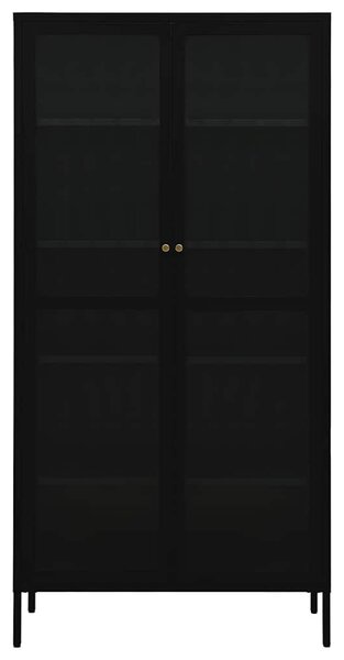 Fekete acél és edzett üveg vitrin 90 x 40 x 180 cm