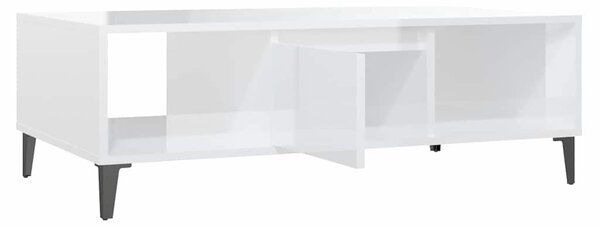 Magasfényű fehér szerelt fa dohányzóasztal 103,5 x 60 x 35 cm