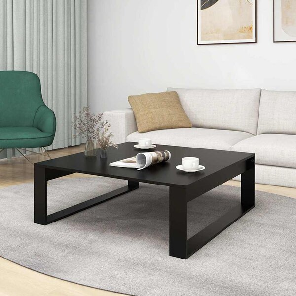 Fekete szerelt fa dohányzóasztal 100 x 100 x 35 cm