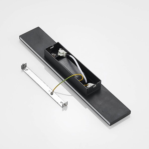 Lindby Ignazia LED fali lámpa, 47cm, fekete, fém, fel/le, le/fel, dimmelhető, Fekete, Nappali / Étkező, fém, Modern