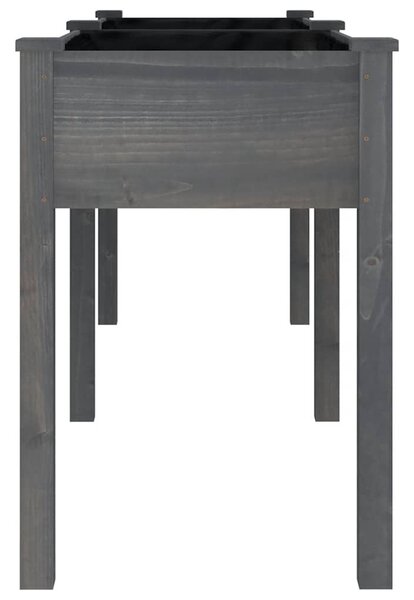 Szürke tömör fenyőfa kerti ültetőláda béléssel 203x53x76 cm