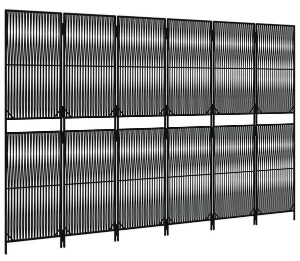 VidaXL Polyrattan Térelválasztó - Fekete - 6 Panel - 294x180cm