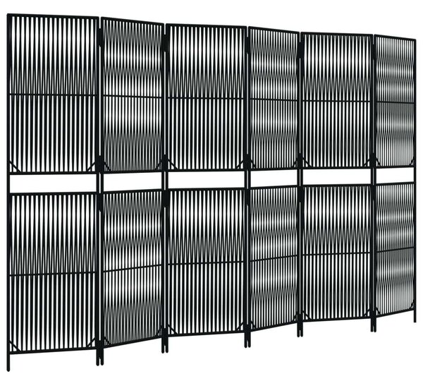 VidaXL Polyrattan Térelválasztó - Fekete - 6 Panel - 294x180cm