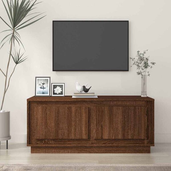 Barna tölgyszínű szerelt fa dohányzóasztal 102x50x44 cm