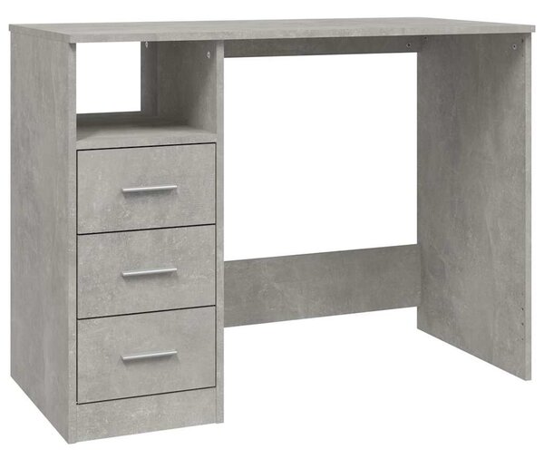 Betonszürke szerelt fa íróasztal fiókokkal 102x50x76 cm