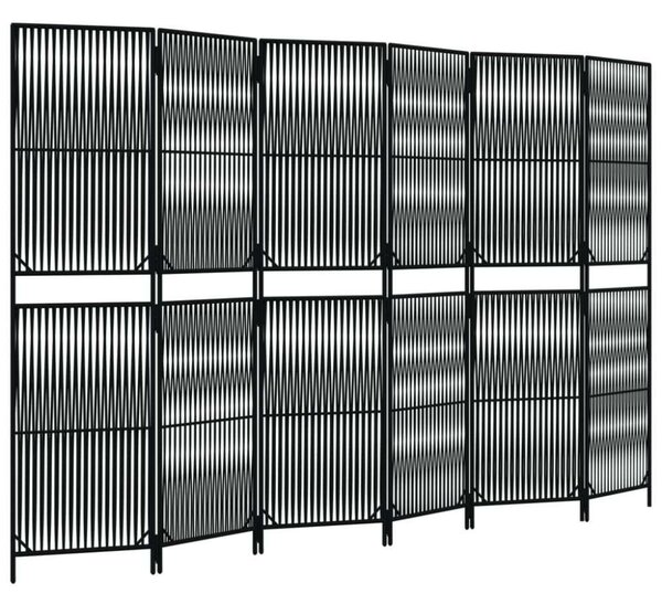 VidaXL Polyrattan Térelválasztó - Fekete - 6 Panel - 294x180cm