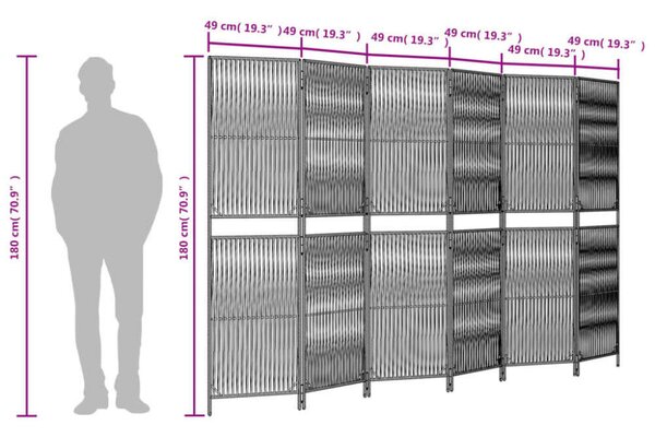 VidaXL Polyrattan Térelválasztó - Barna - 6 Panel - 294x180cm