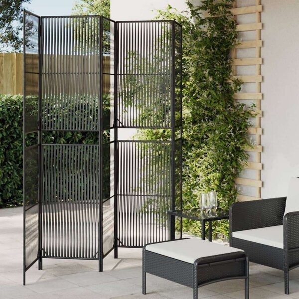 VidaXL - 5 Panéles Térelválasztó - Polyrattan - Fekete - 245x200cm