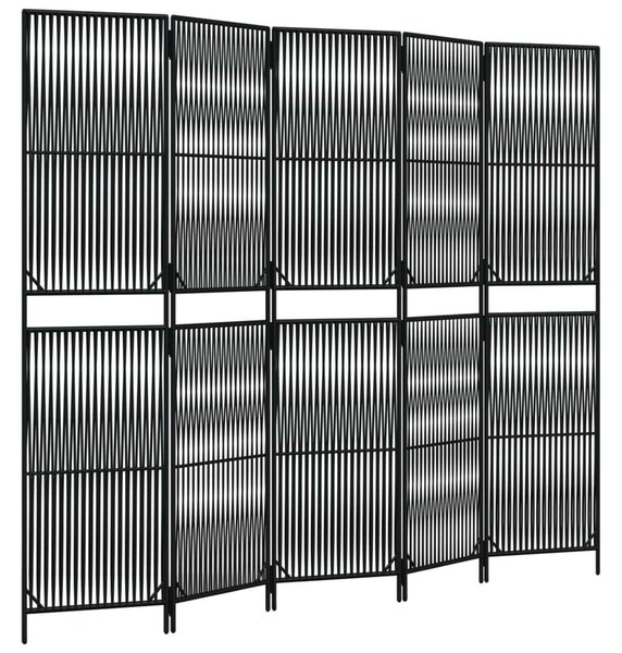 VidaXL - 5 Panéles Térelválasztó - Polyrattan - Fekete - 245x200cm
