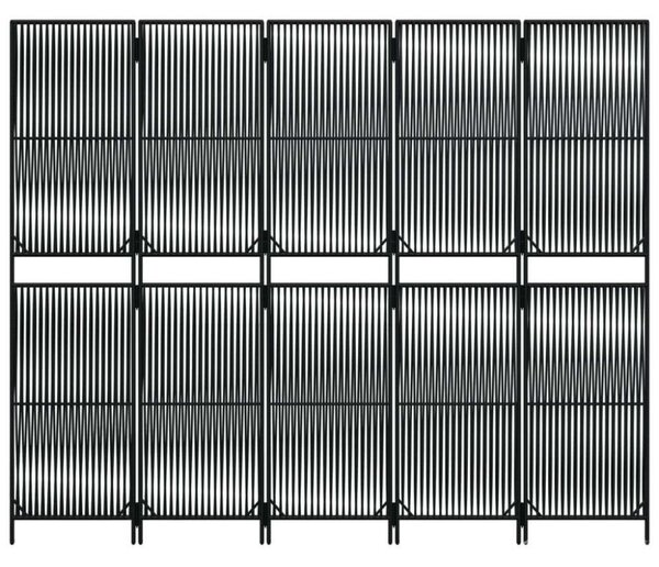 VidaXL - 5 Panéles Térelválasztó - Polyrattan - Fekete - 245x200cm