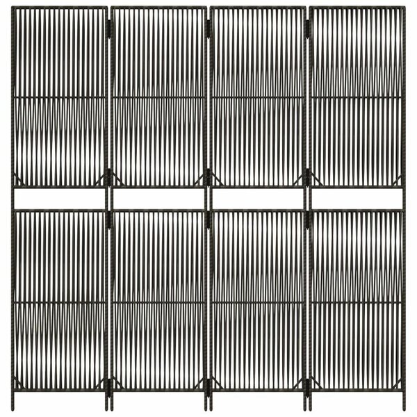 Polyrattan Térelválasztó - 4 Panel - Szürke - 196x200cm