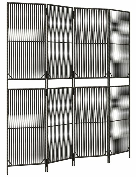 Polyrattan Térelválasztó - 4 Panel - Szürke - 196x200cm