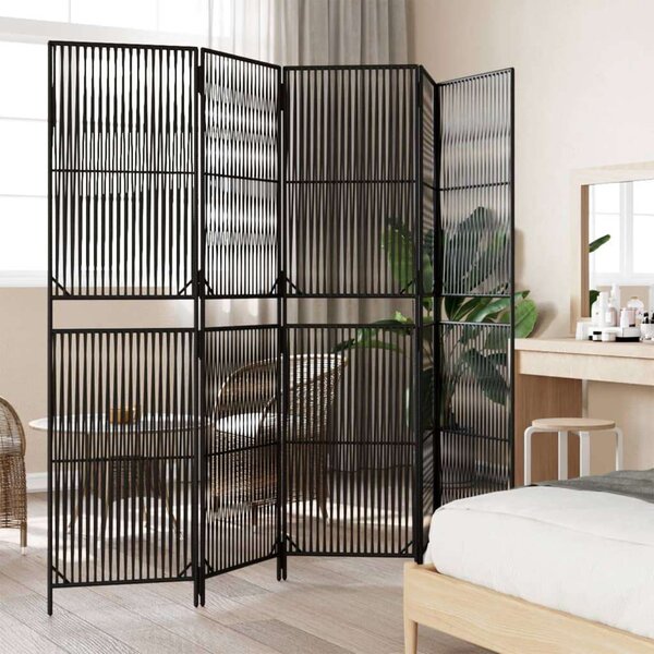 VidaXL - 5 Panéles Térelválasztó - Polyrattan - Fekete - 245x200cm