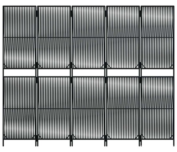 VidaXL - 5 Panéles Térelválasztó - Polyrattan - Fekete - 245x200cm