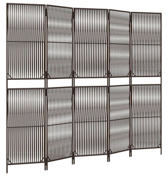 VidaXL Polyrattan Térelválasztó - Barna - 5 Panel - 245x200cm