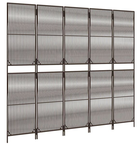 VidaXL Polyrattan Térelválasztó - Barna - 5 Panel - 245x200cm
