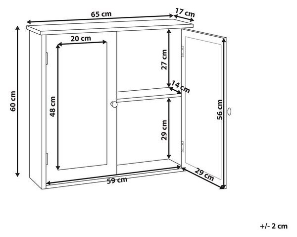 Fürdőszobai tükrös faliszekrény ALAMOS 65 cm 60 cm Fehér